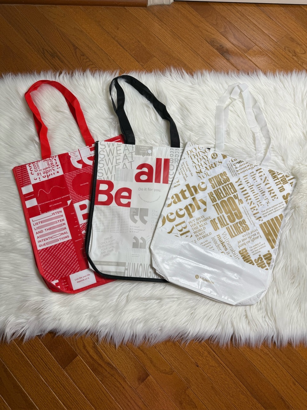 Set of 3 Lululemon Large Reusable Tote Bag Trio Limited Rare Print